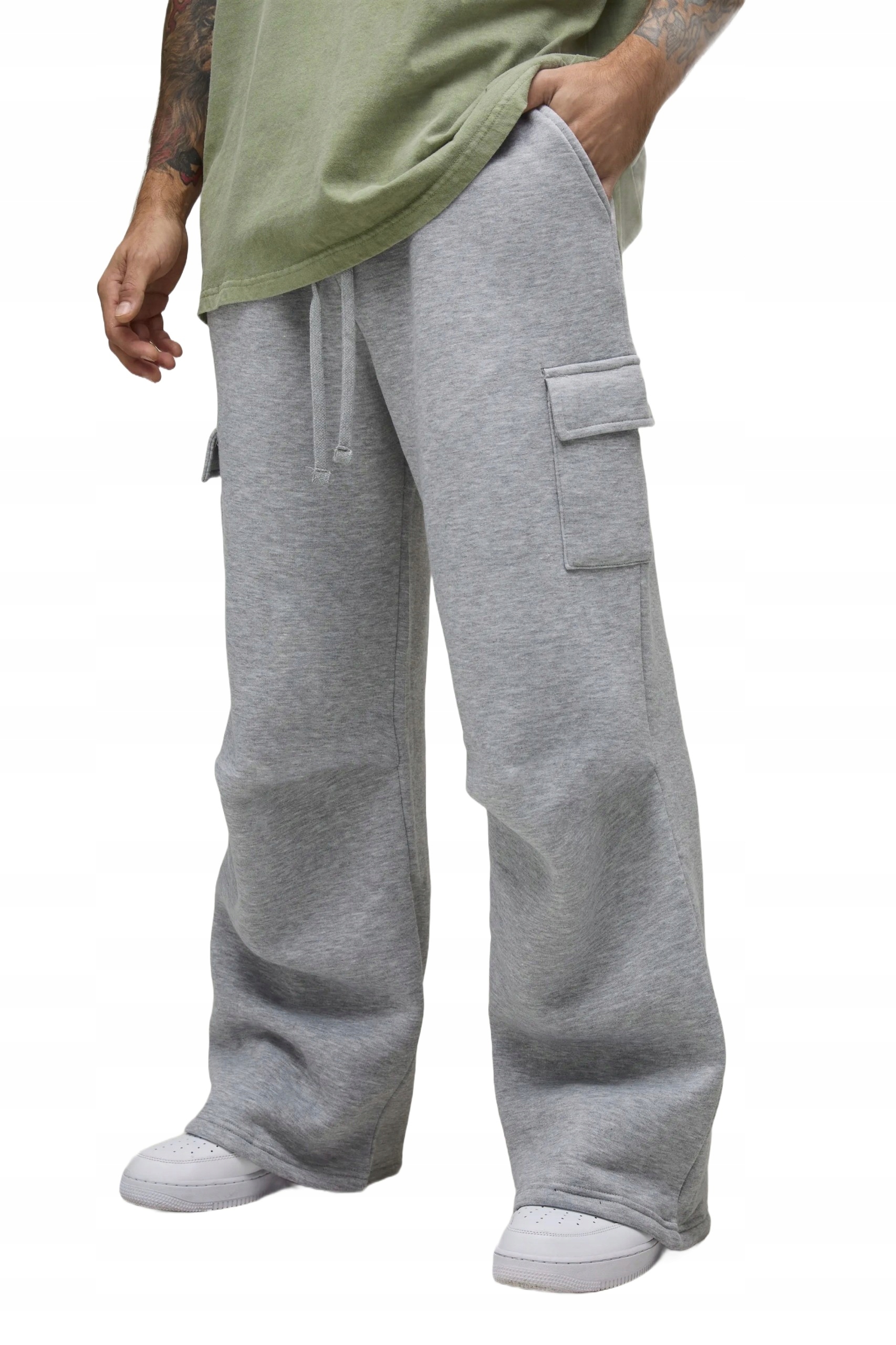 Boohooman Šedé Pánské Tepláky S Kapsami Na Nohavicích, Velikost Z3A