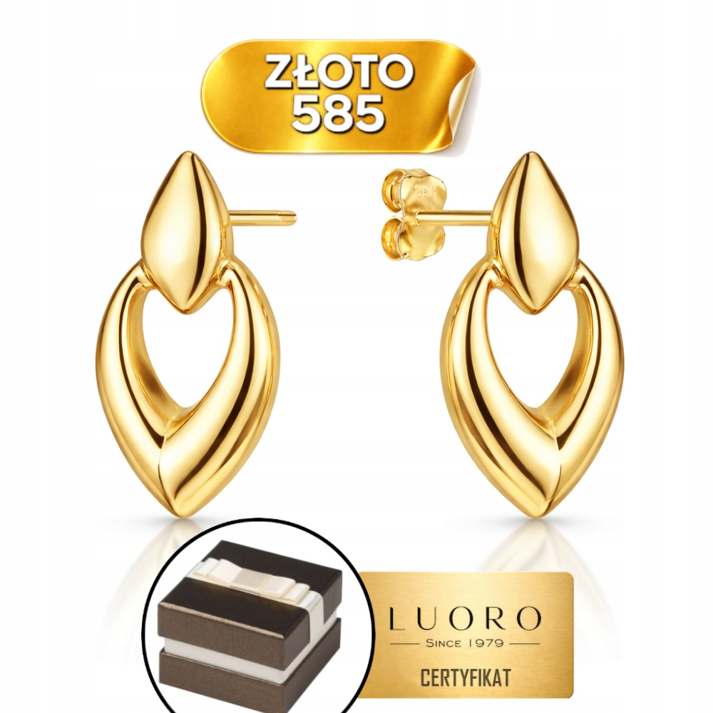 Náušnice Zlaté 585 14K Lžička Plná A S Výřezem 21 MM Elegantní