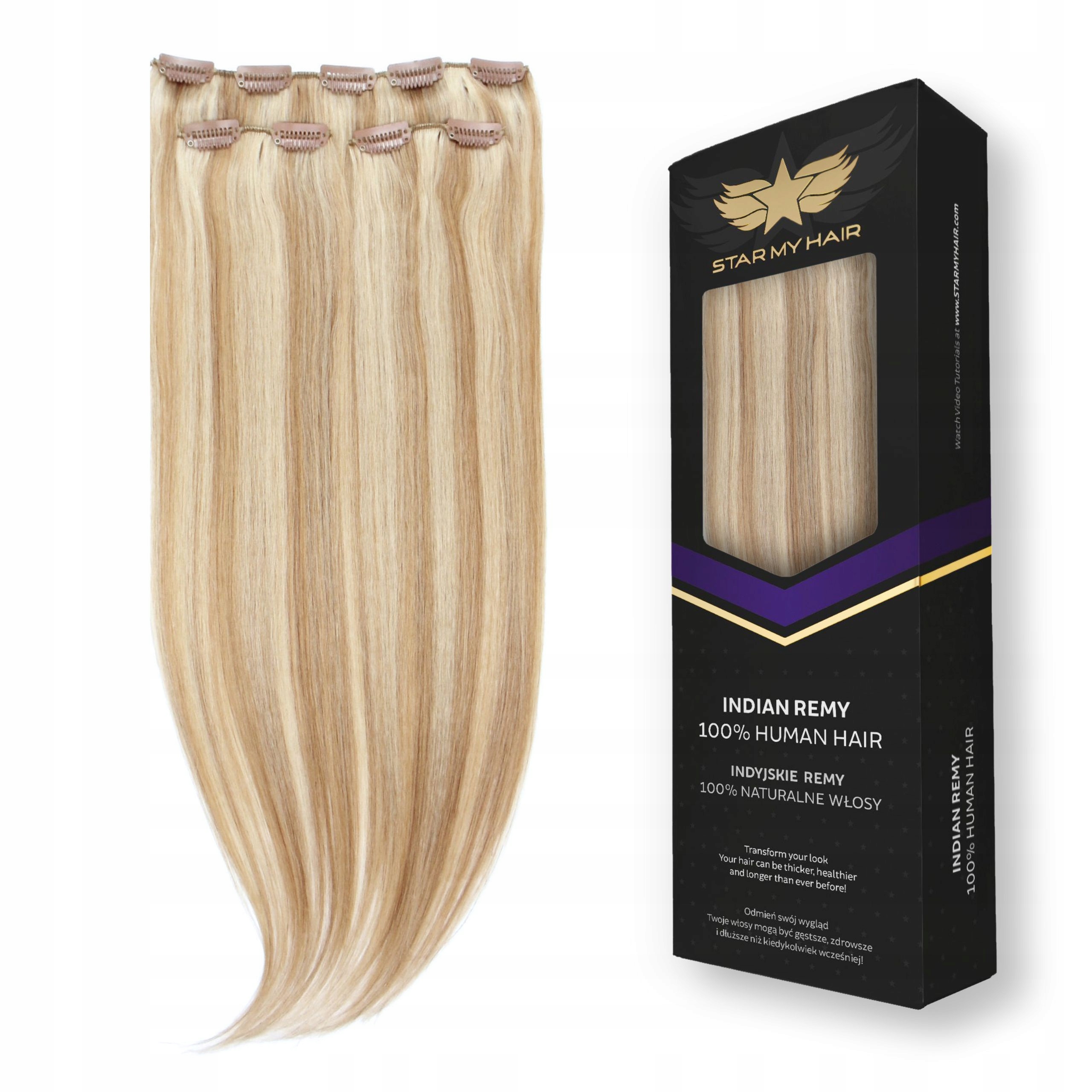 Włosy naturalne doczepiane Clip-in 50-55 cm 3 taśmy 40g zagęszczenie włosów