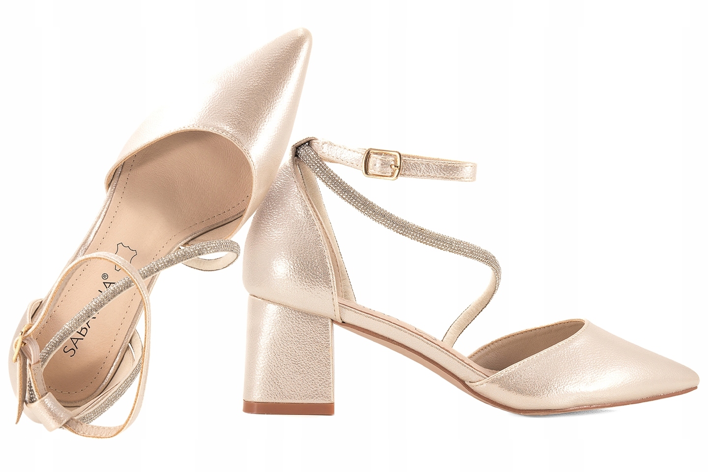 Sabatina 729-3 Dámské Sandály Na Podpatku Lodičky Návštěvní zlaté 37