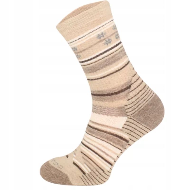Skarpety outdoorowe ClimaComfort 55% Merino termoaktywne, beige, 39-42