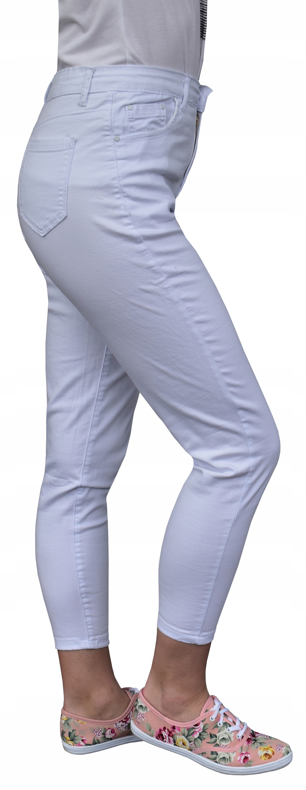 36,Jeansy damskie białe Mom Fit wysoki stan JM1104 Rozmiar 36