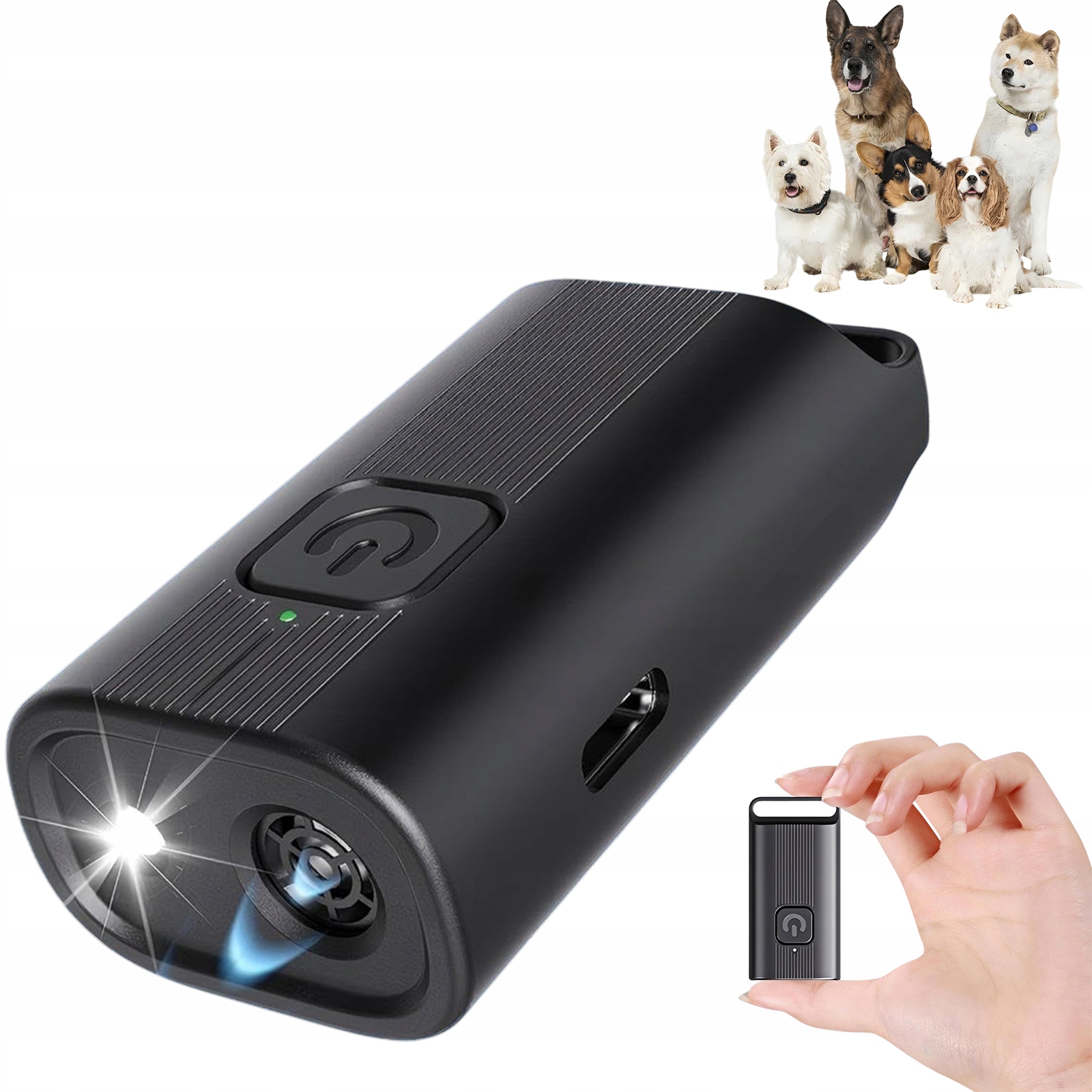 Levně 3V1 Nabíjecí Odpuzovač Psů Ultrazvukový Led Přenosný Trenér Černý