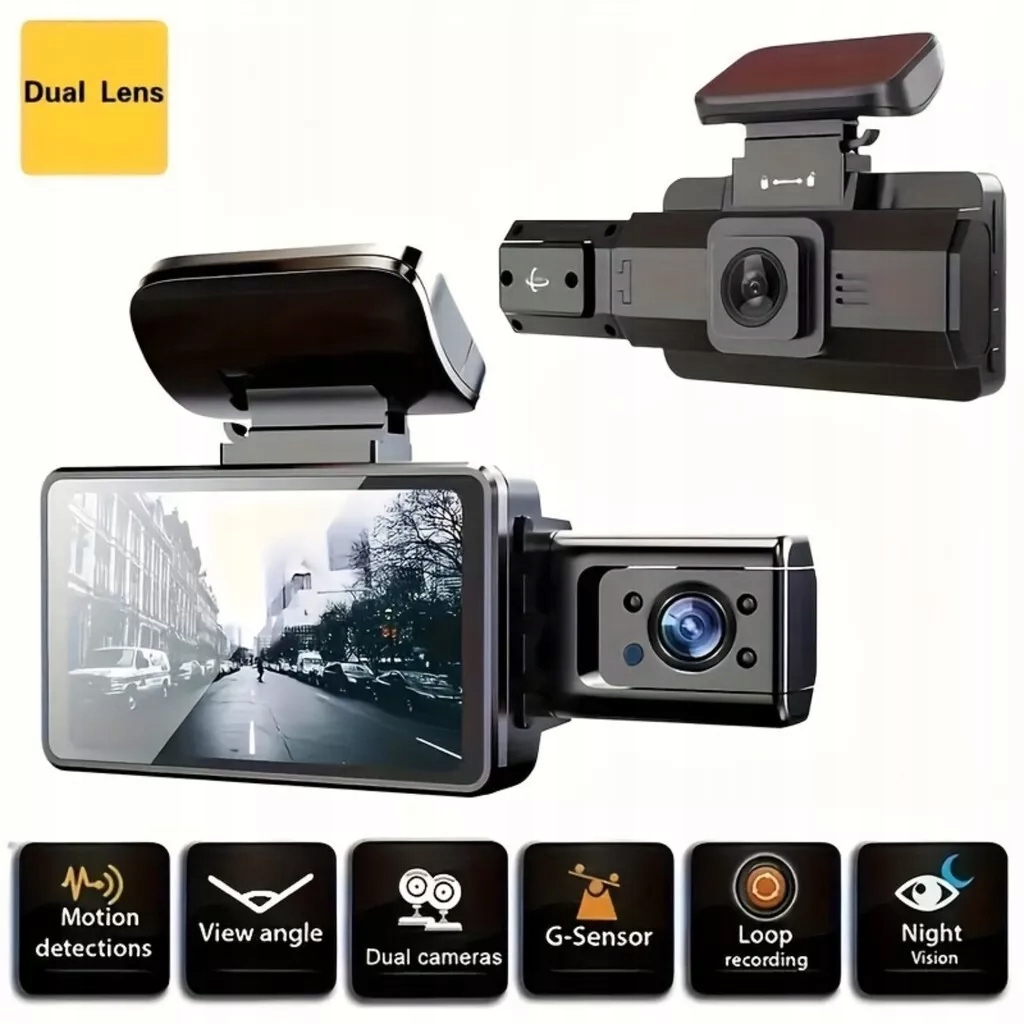 Dual Camera Dash Cam Front And Rear Infrared Night Vision Video Recorder