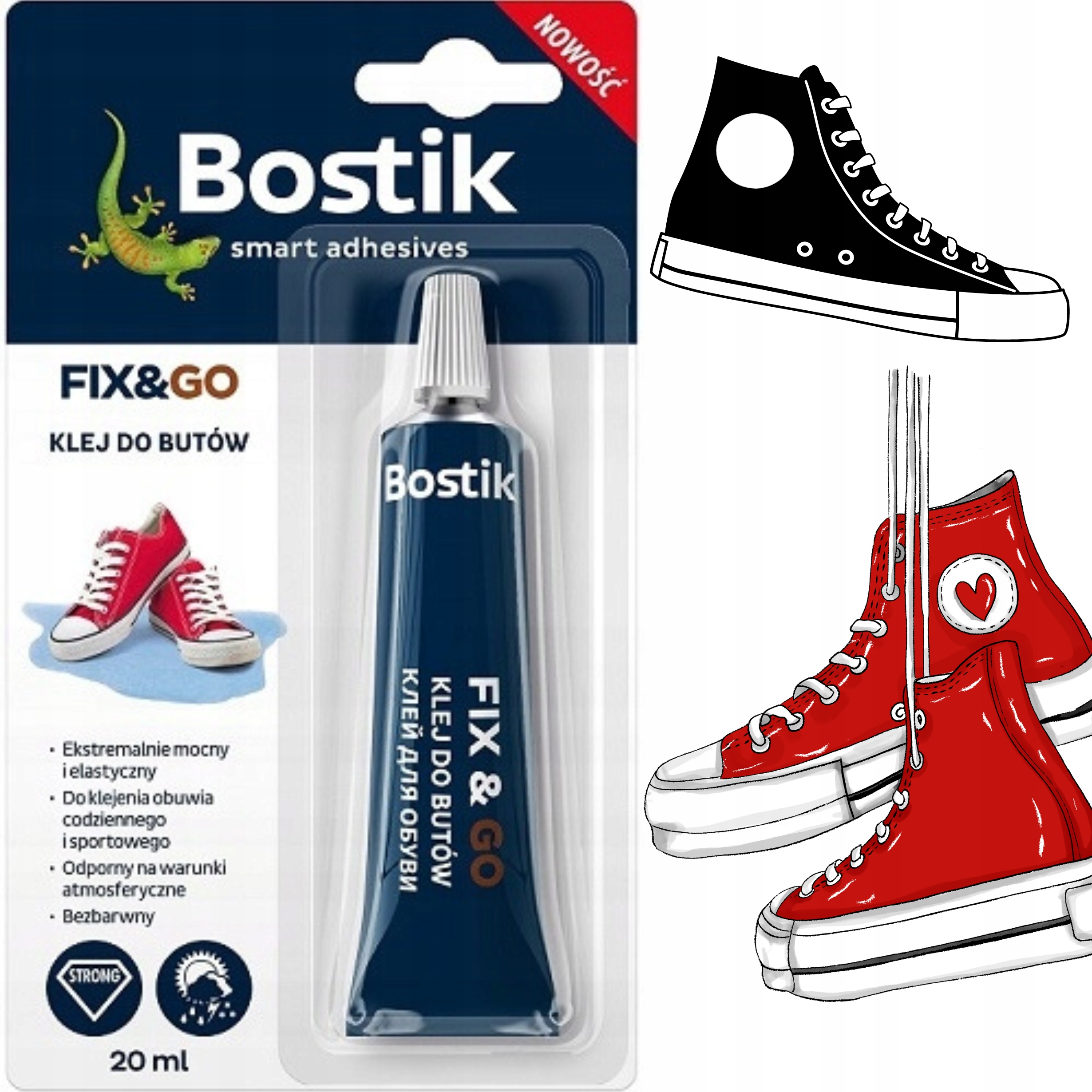 Klej do butów FIX&GO 20 ml klej do obuwia BEZBARWNY MOCNY