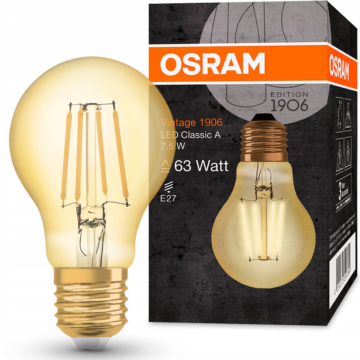 

Żarówka Dekoracyjna Led E27 A60 7,5W 2400K Osram