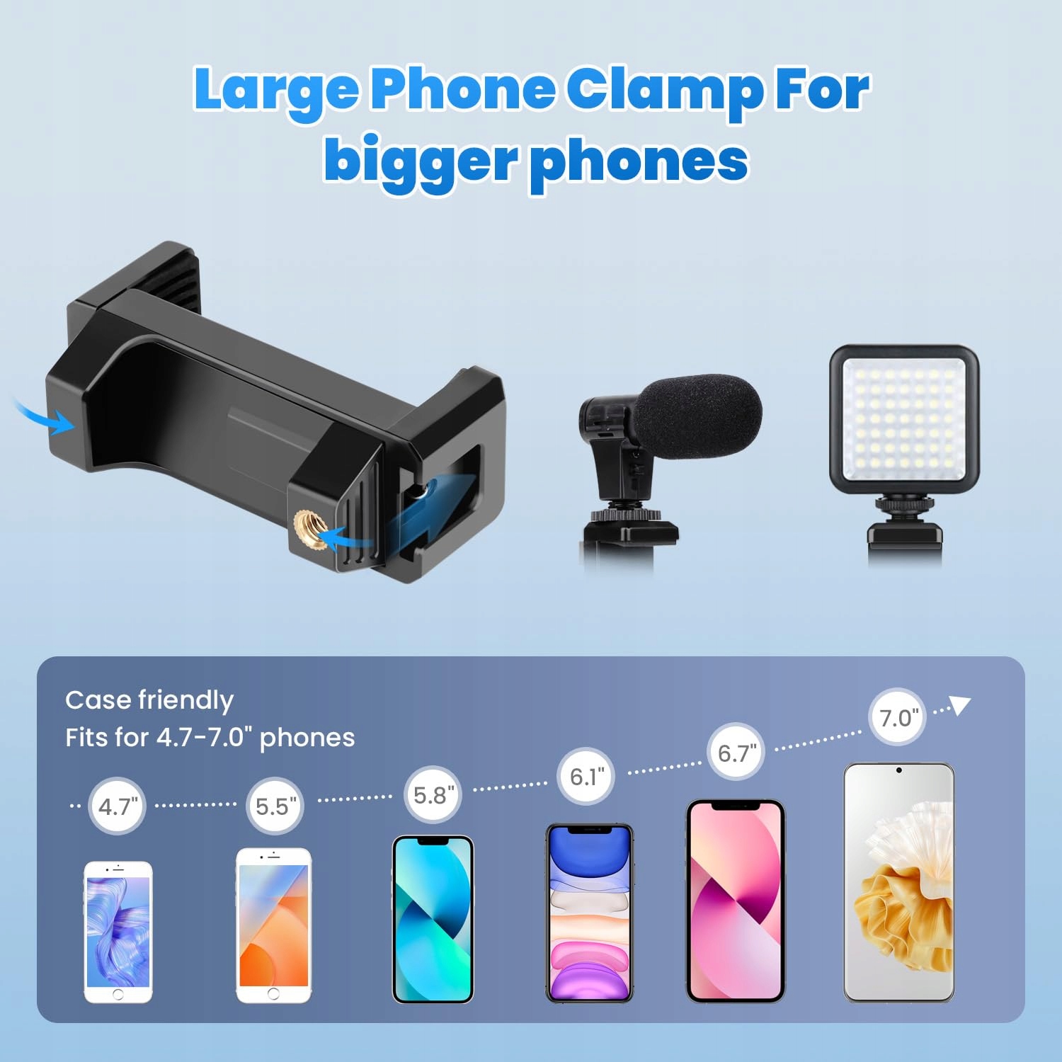 JOILCAN Statyw Kamera 206cm Statyw Telefon Z Pilotem i Uchwyt na Telefon — miniatura 4