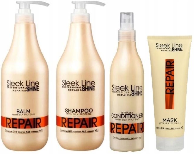 Zestaw Stapiz Sleek Line Repair Jedwab Szampon Balsam +odżywka jedwab