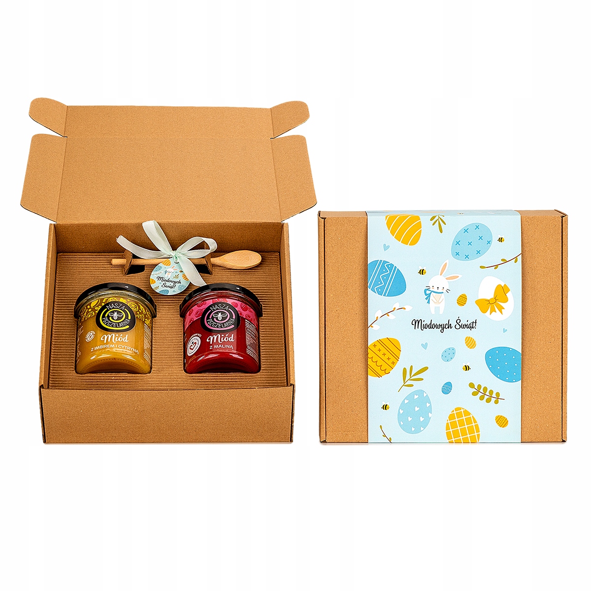Levně Set Polský Přírodní Med 2x450g V Krabičce Dárek Na Velikonoce Vánoce