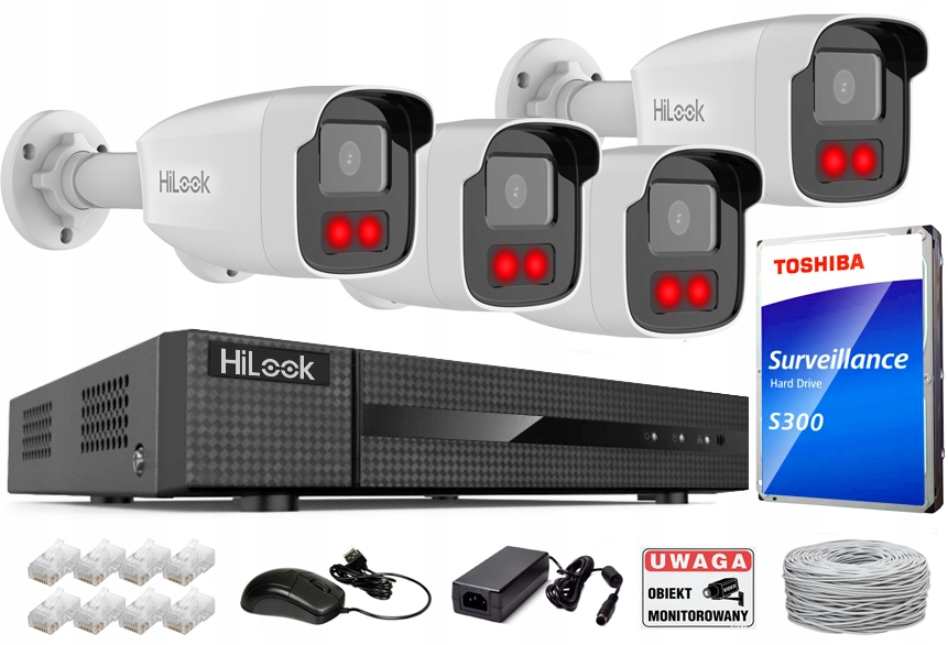 Sada na monitorovanie Ip 4MP IR50m 4 kamery HiLook By Hikvision
