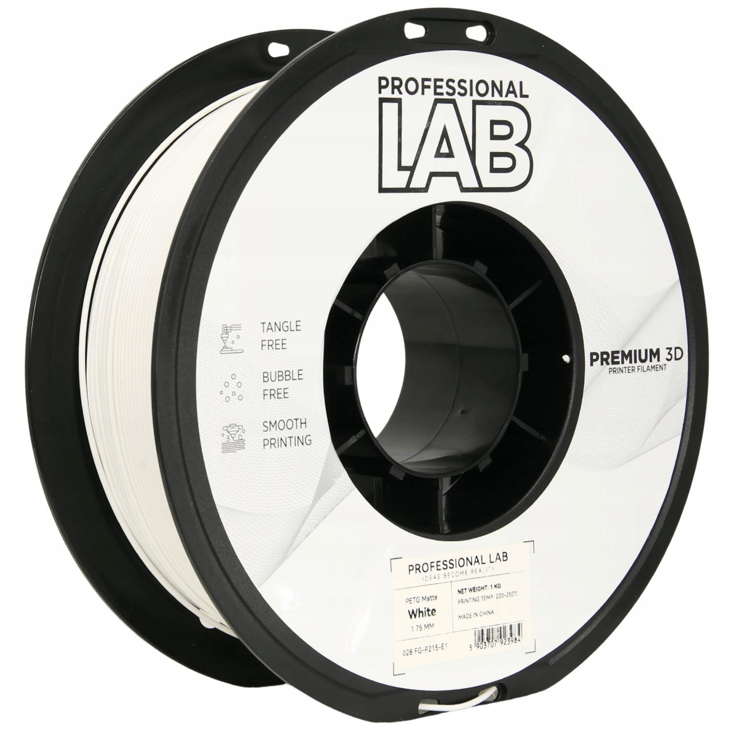 Filament Prof. Lab Petg Matte White Biały Mat 1,75mm 1kg