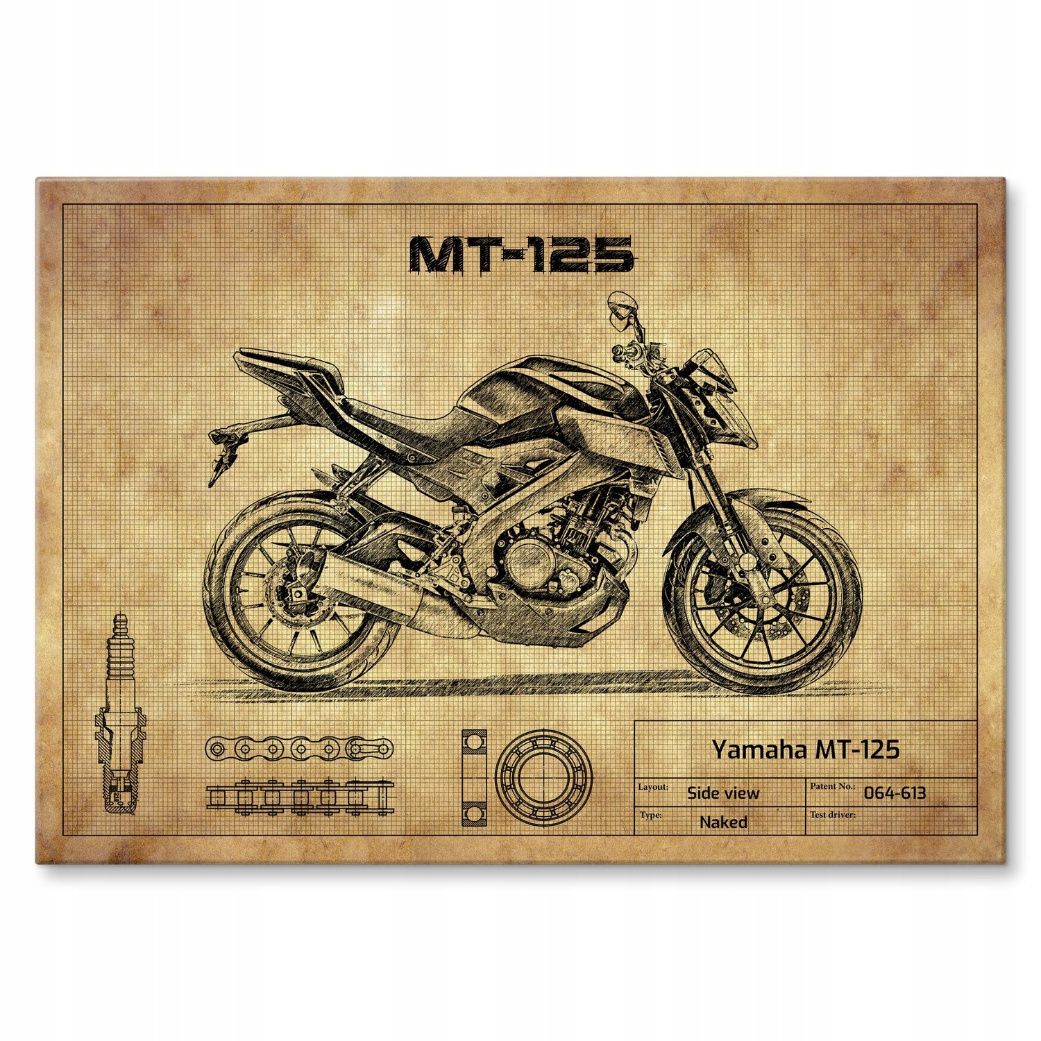 Kovový plakát Yamaha MT-125 Šidítko Plech 42 x 59,4 cm Dárek