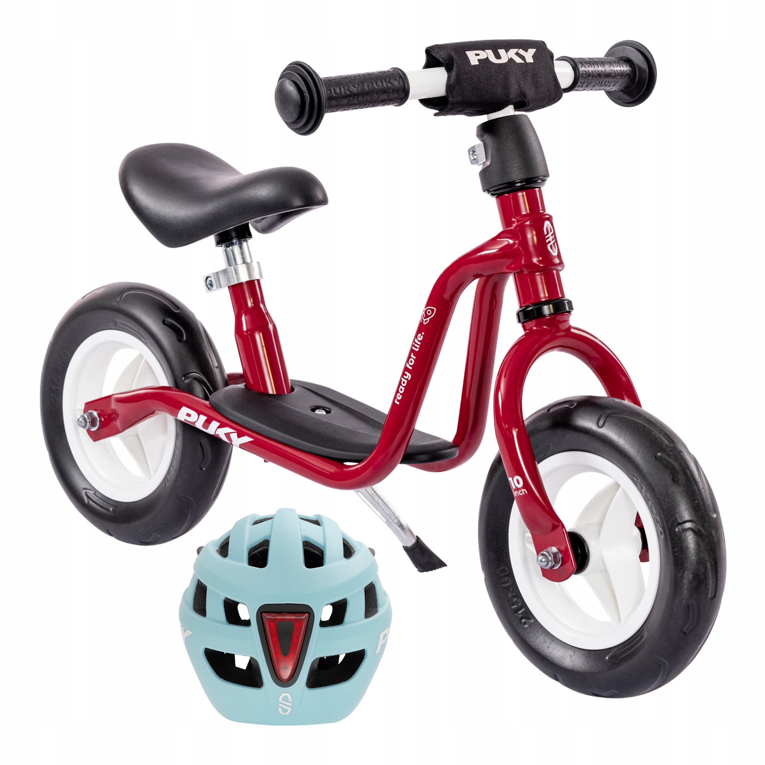 Rowerek biegowy dla 2 latka Puky Lr M czerwony 3077 podpórka kask niebieski
