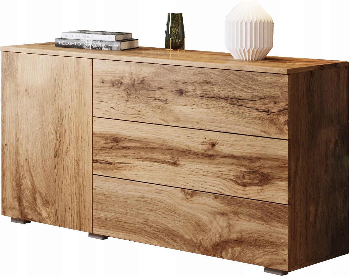 Komoda 110 cm matná do obývacího pokoje, moderní komoda se zásuvkami a skříňkami Wotan