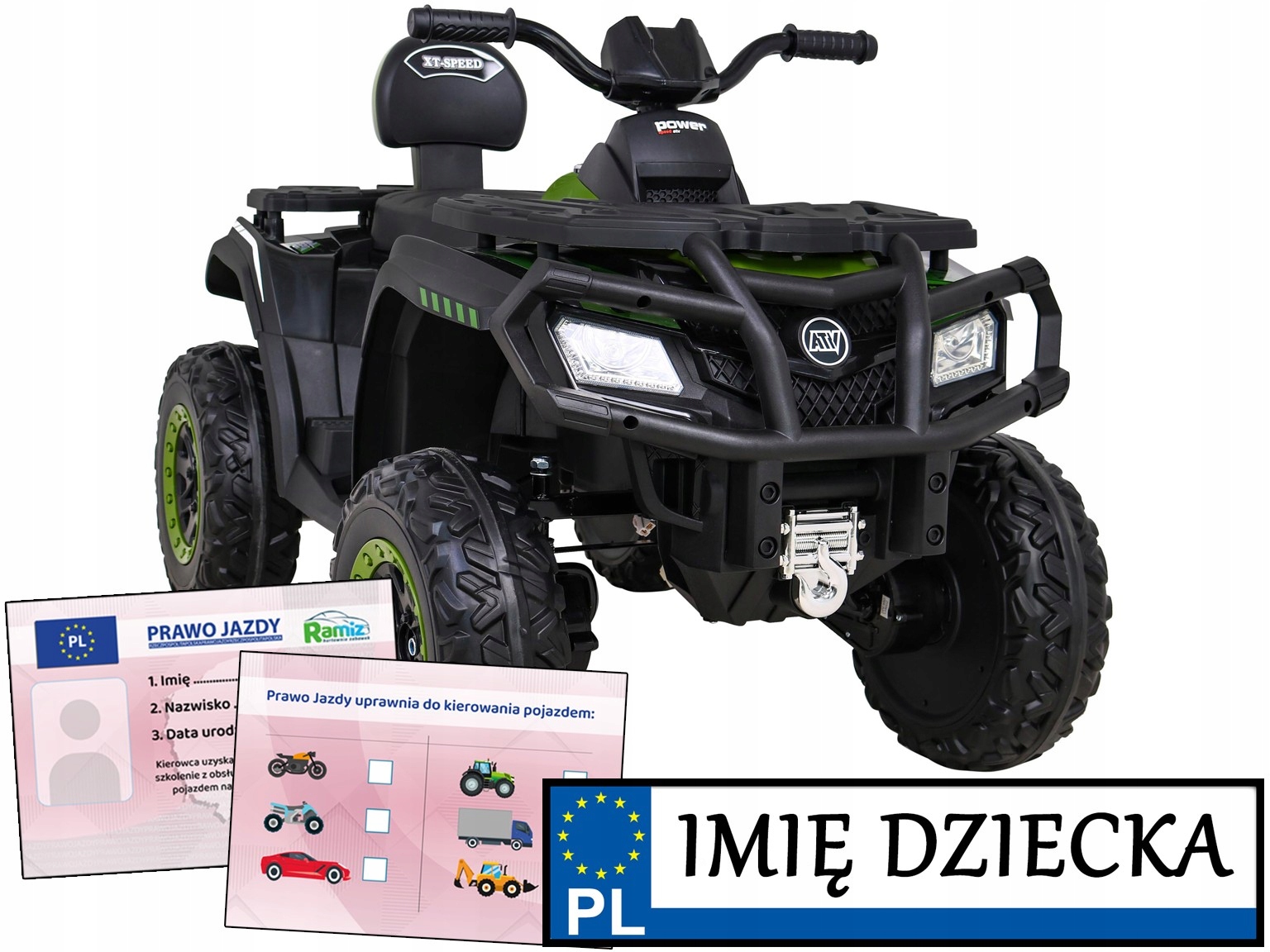 Quad na akumulator XT-Speed napęd 4x4 mocne silniki Tablica Imienna