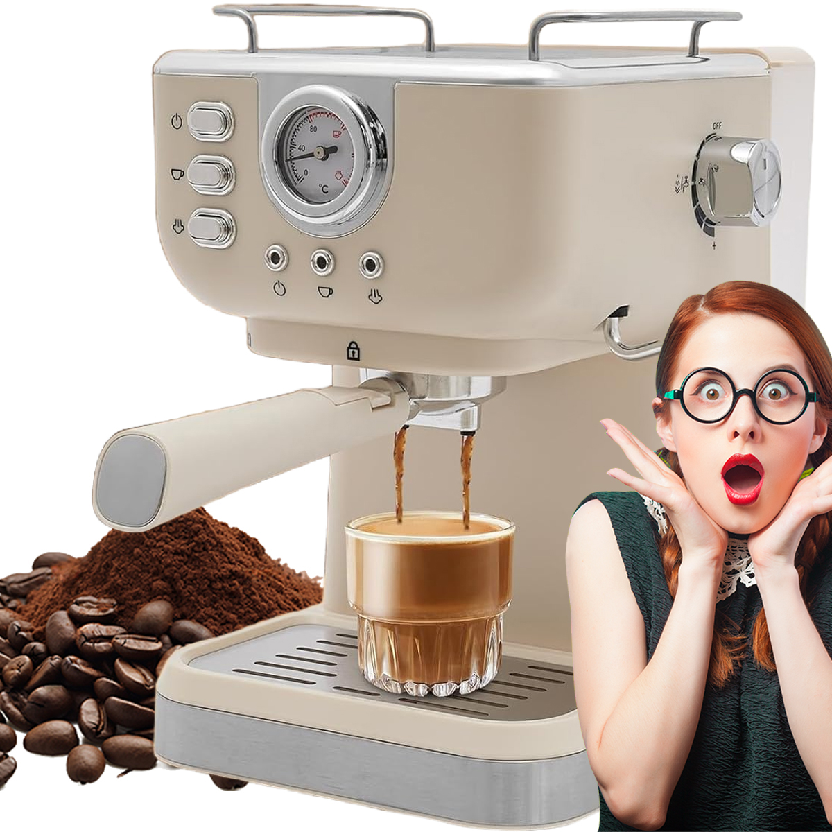 Tlakový Kávovar Baňkový, Poloautomatický, 20 Bar, 1050 W, 1.5 L