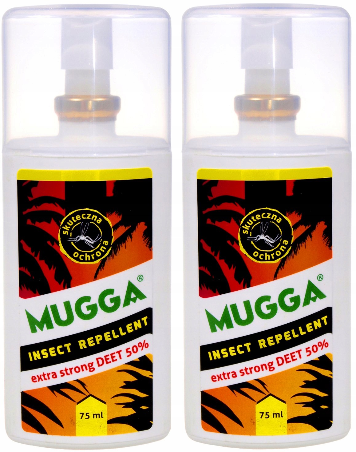 2x Mugga 75ml Środek na owady komary kleszcze Mugga Deet 50% muga Spray