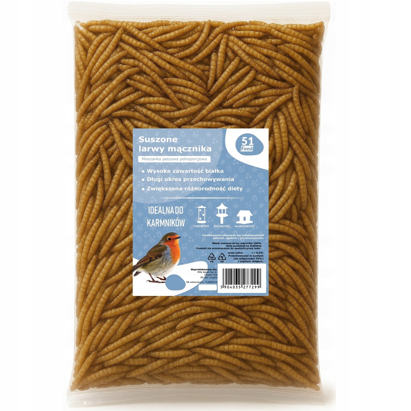 Levně Sušené Larvy Moučníku Krmivo Pro Ptáky, Hlodavce, Ježky, Plazy, Ryby, Koi, 0,5 Kg