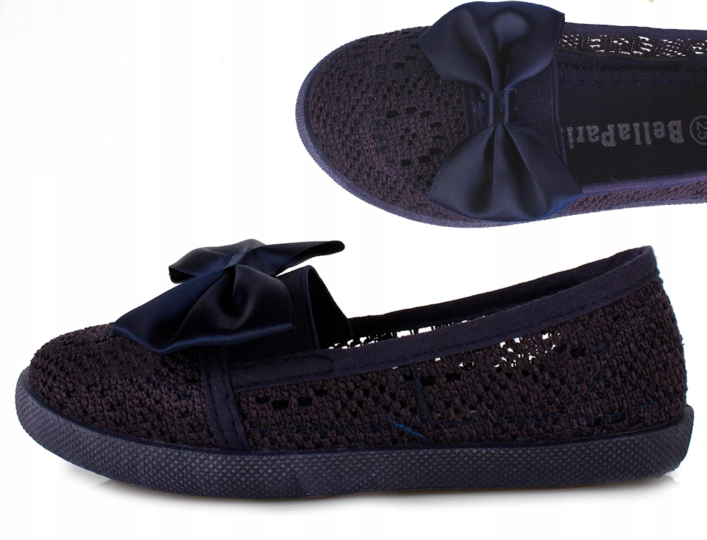 Granatowe ażurowe KORONKOWE tenisówki kokardka 26 Marka Inna marka