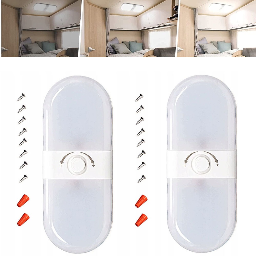 2KS Stropní Lampa 12V/24V Pro Kamper Přívěs Kabiny, s přepínačem