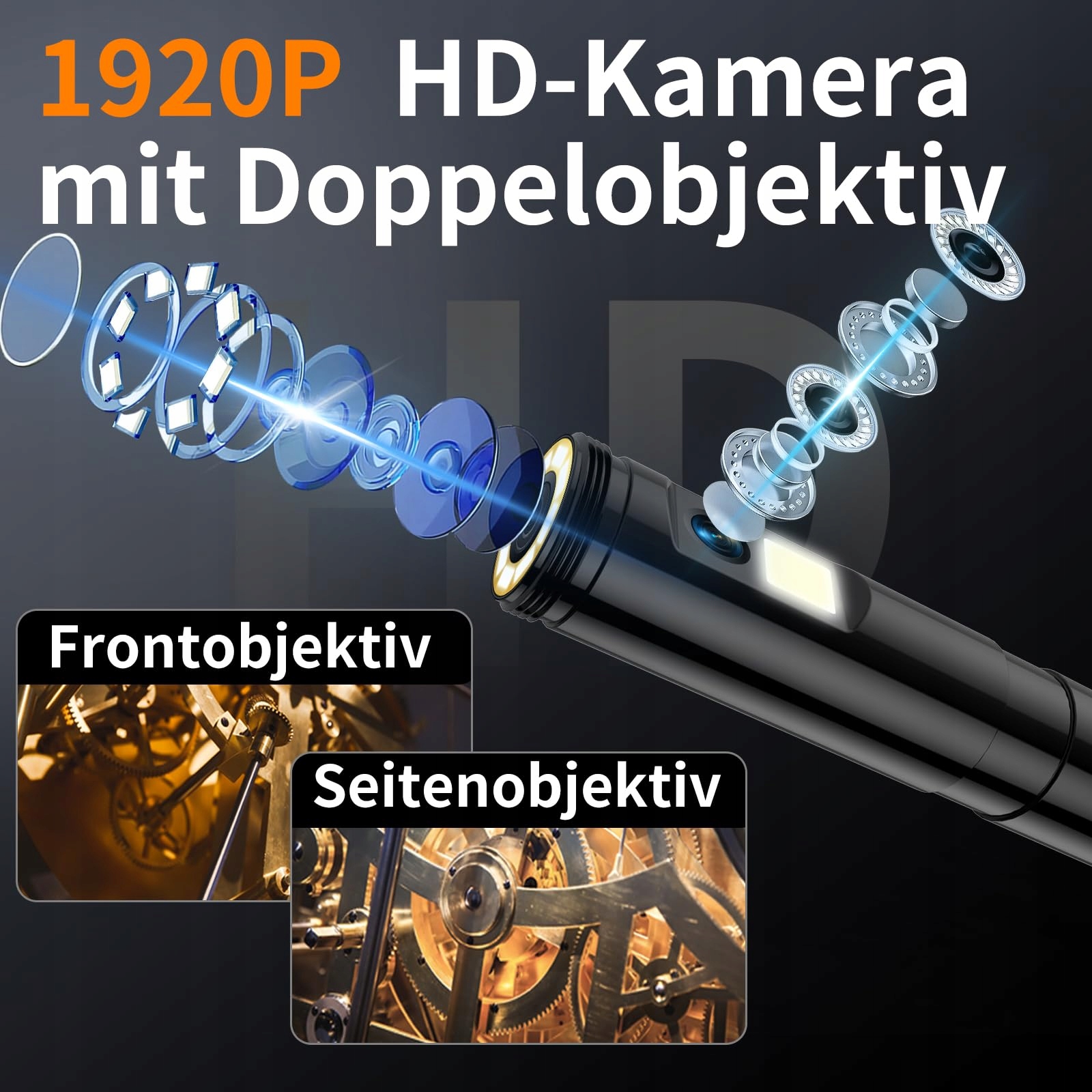 ENNOVOR Kamera Endoskopowa HD 1920P Dual Lens 5 Cali Wodoodporna LED 5M — miniatura 3