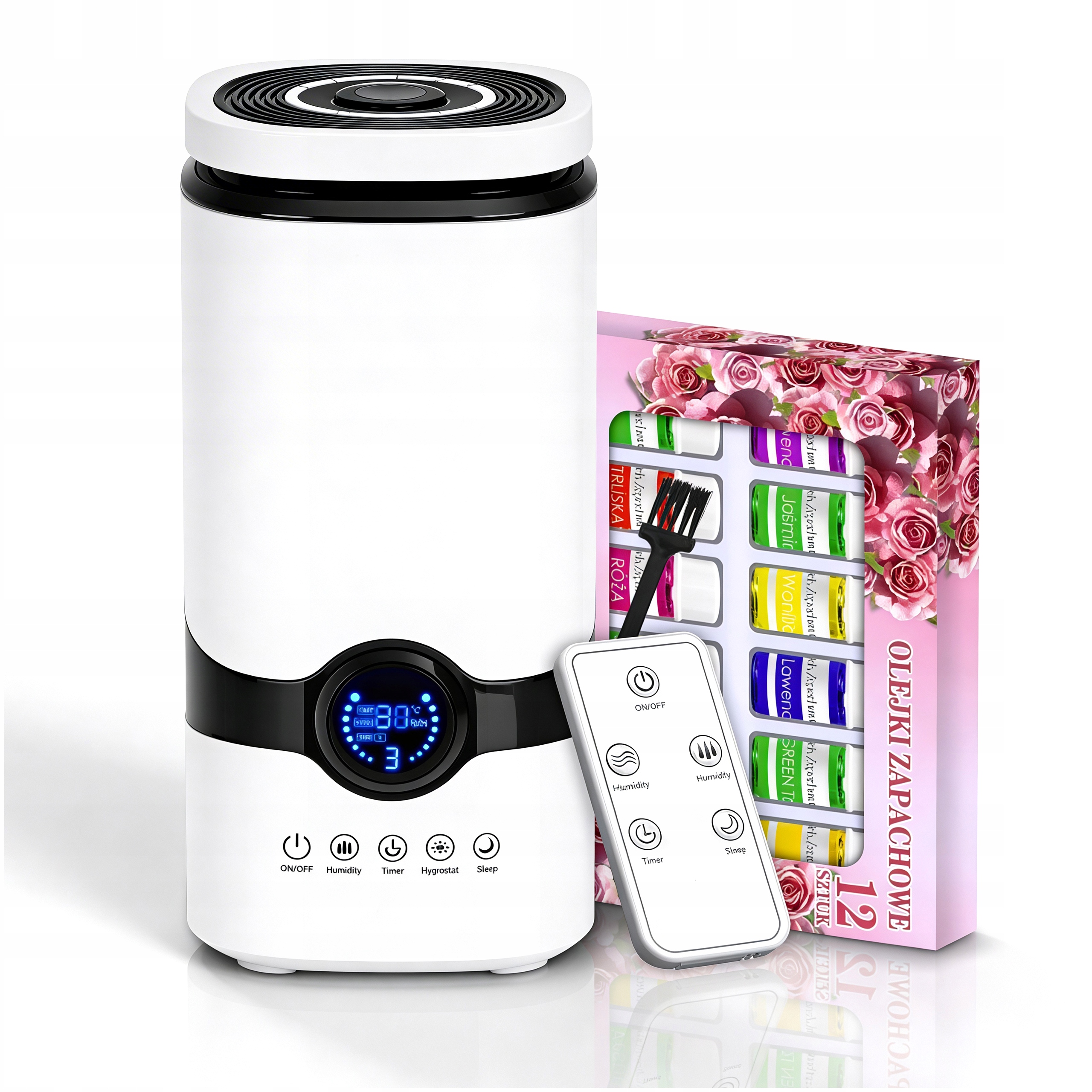 Nawilżacz Powietrza Zapachowy Aromaterapia Dyfuzor Olejki Jonizator Pilot