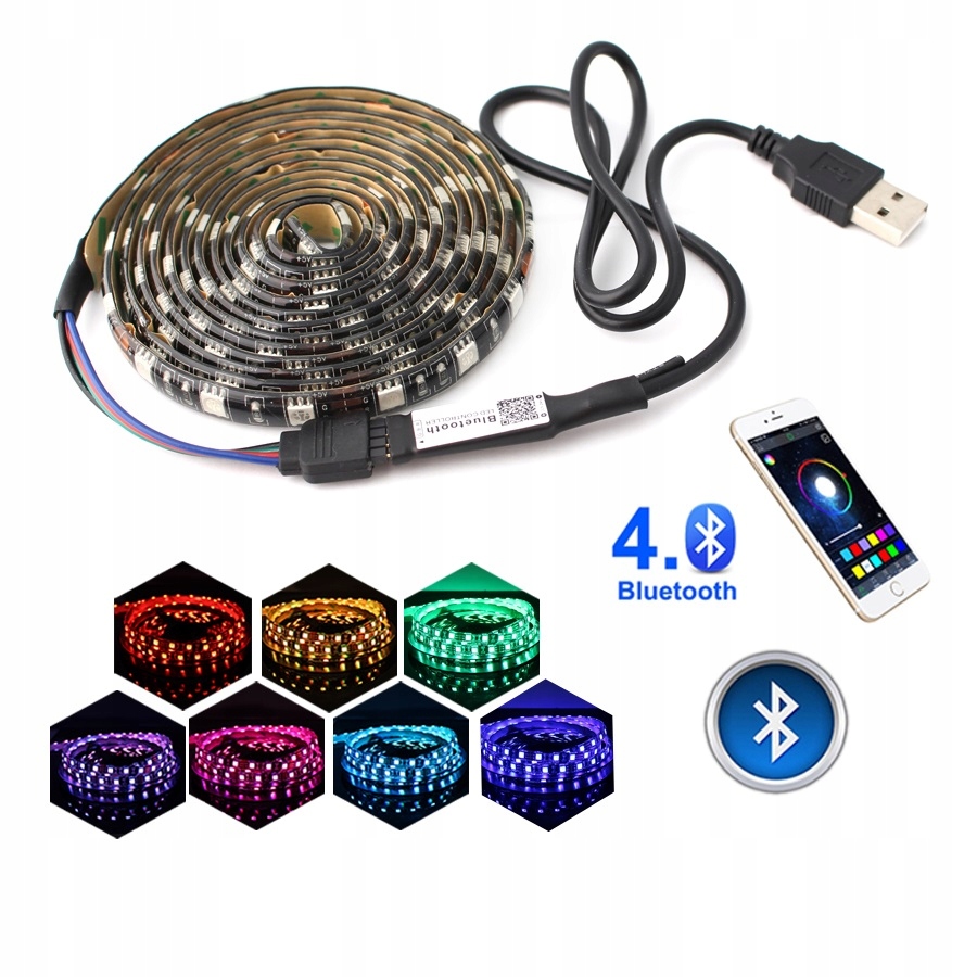 RGB USB Bluetooth 4M LED лента 5V телевизор подсветка