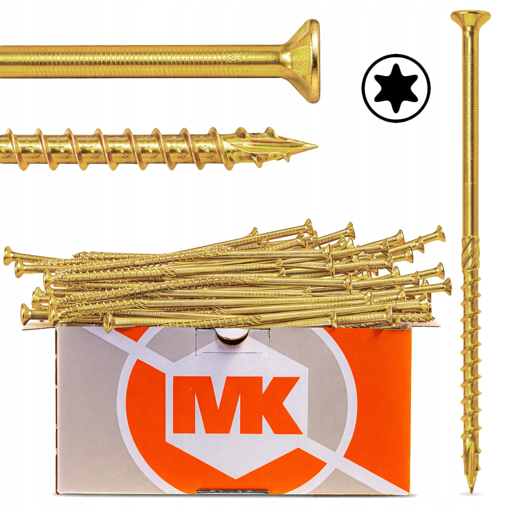 Wkręty konstrukcyjne Torx Ciesielskie Drewna Płyt Osb Stożkowy 6x300 100szt