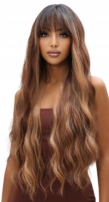 Paruka Bronz Vlasy Dlouhé Vlnitá Hříva Premium Pásek Čokoládové