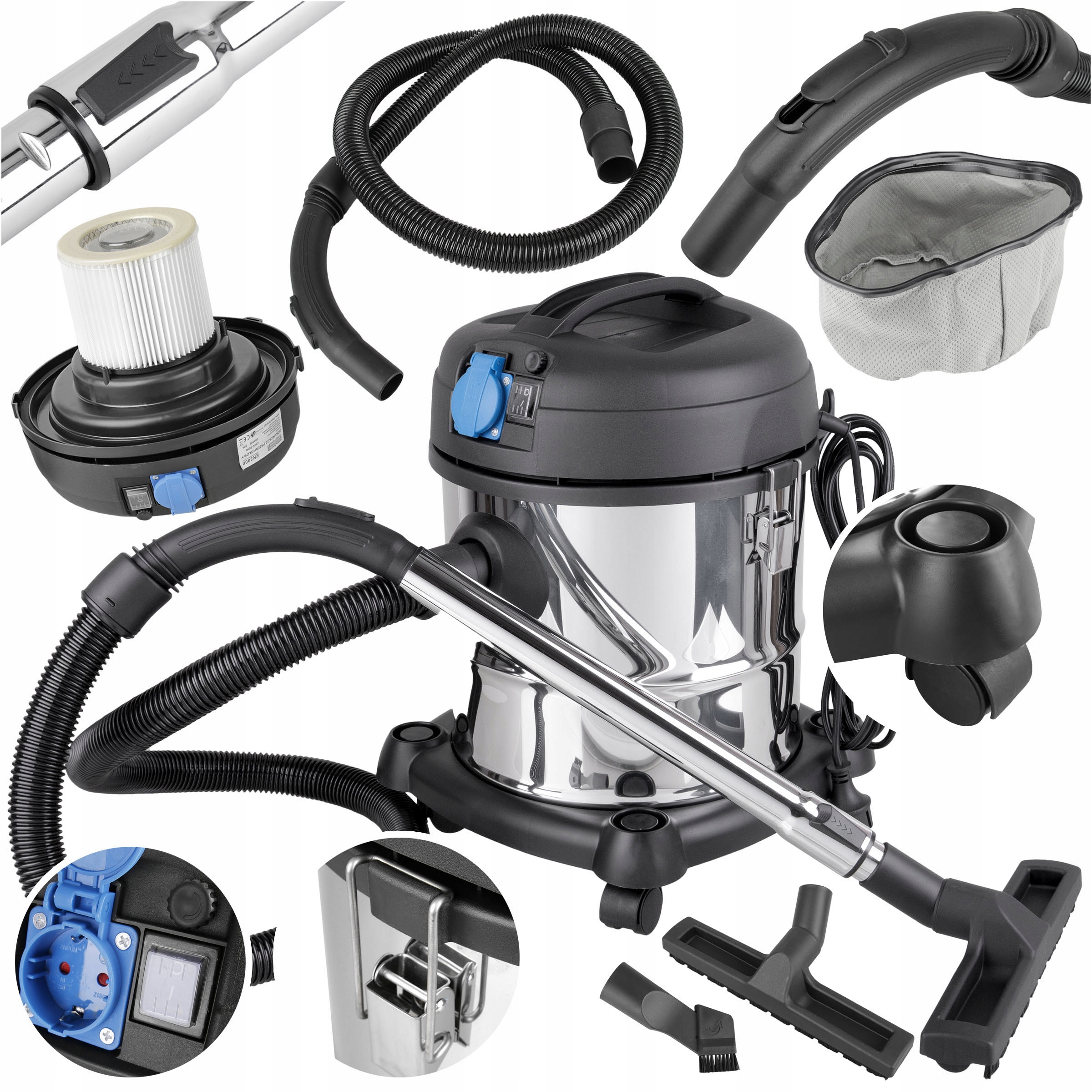 ODKURZACZ PRZEMYSŁOWY MOKRO SUCHO SEPARATOR POPIÓŁ GRUZ GIPS PYŁ MOCNY