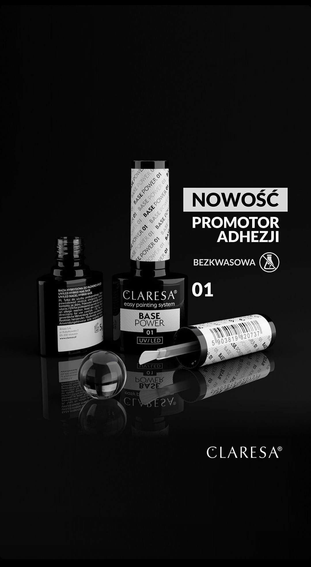 CLARESA BASE POWER 01 Baza Bezkwasowa Transparent 5g Stan opakowania oryginalne