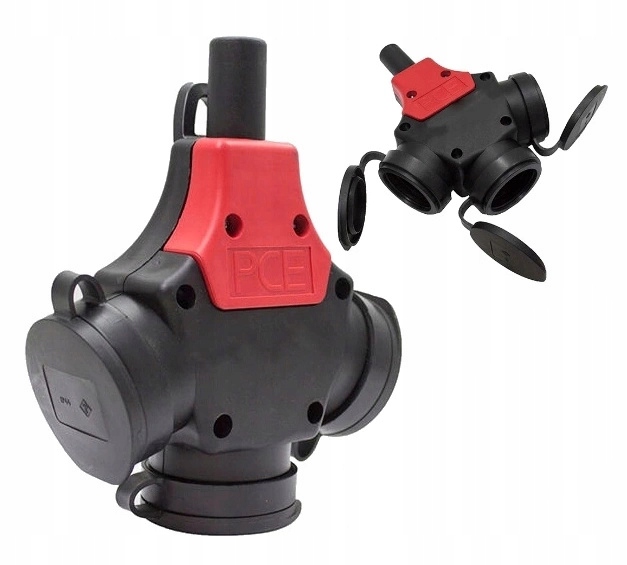 Rozgałęźnik Gumowy Trójnik z Klapkami Złodziejka 16A Uziemienie Czarny Pce