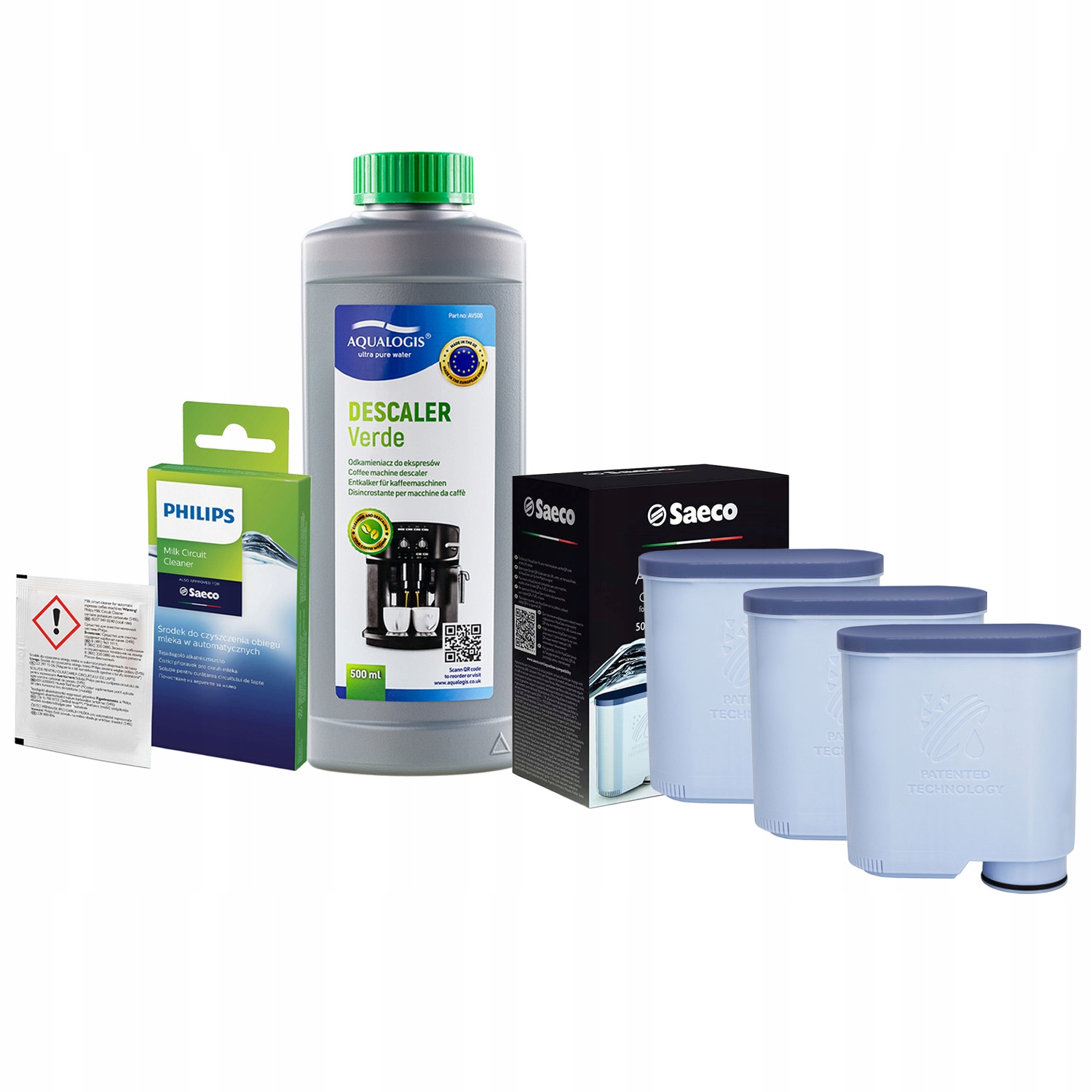 3x filter pre kávovar Saeco Aquaclean CA6903 Odvápňovač 500 ml prášok