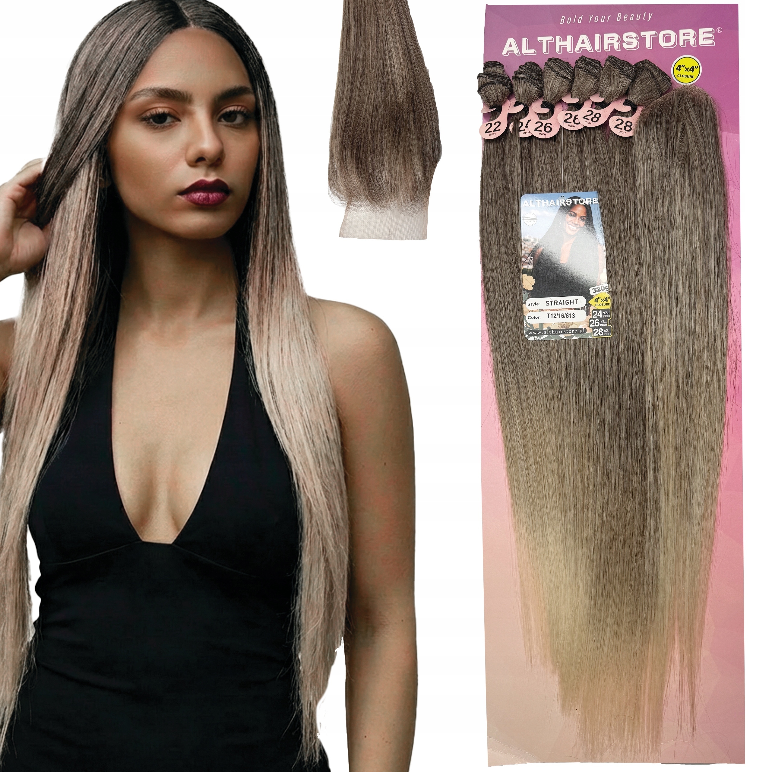Syntetické vlasy prodlužující pásky 6 kusů Lace Front dlouhé Sew In
