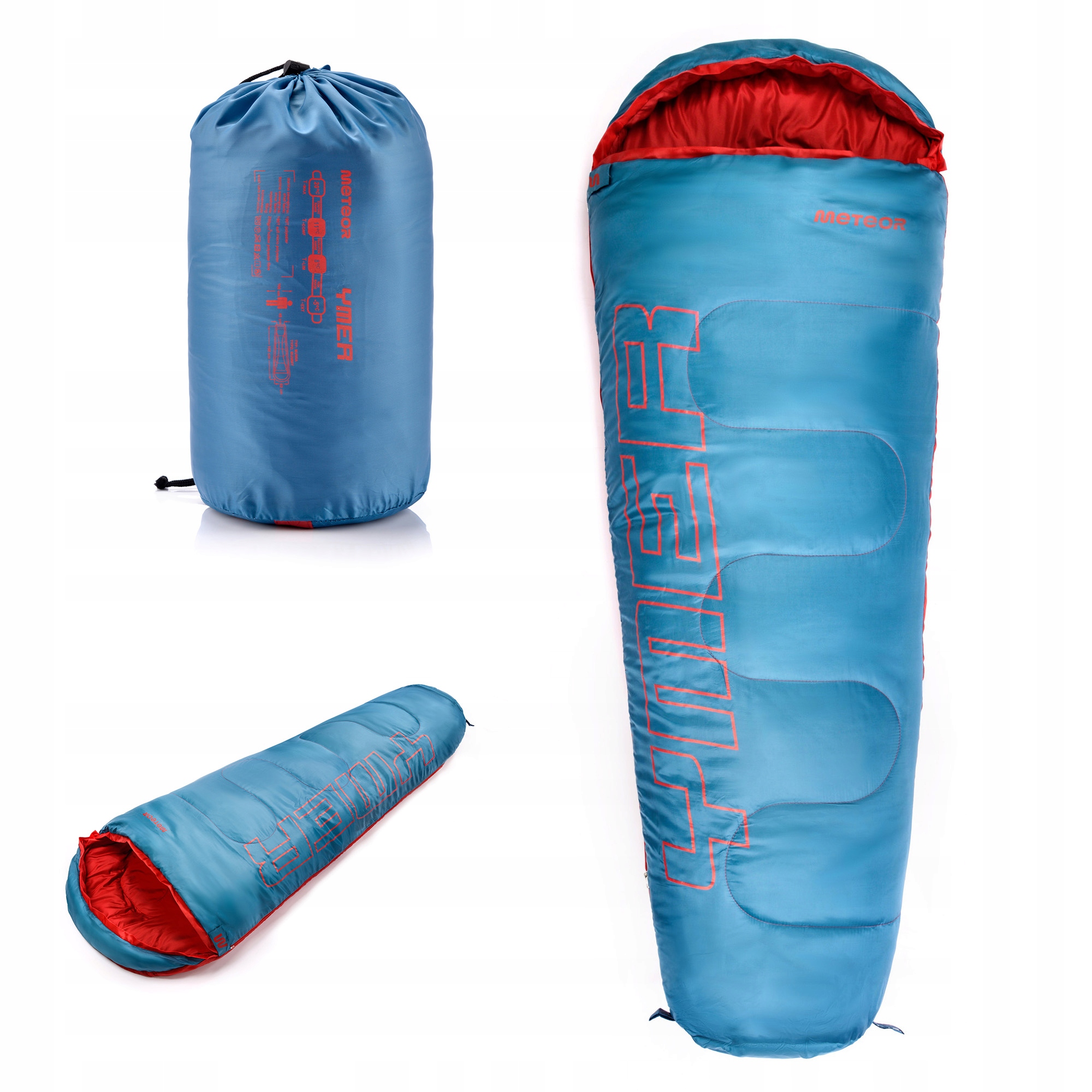 Śpiwór dziecięcy mumia turystyczny ciepły dla dzieci kaptur pokrowiec 155cm