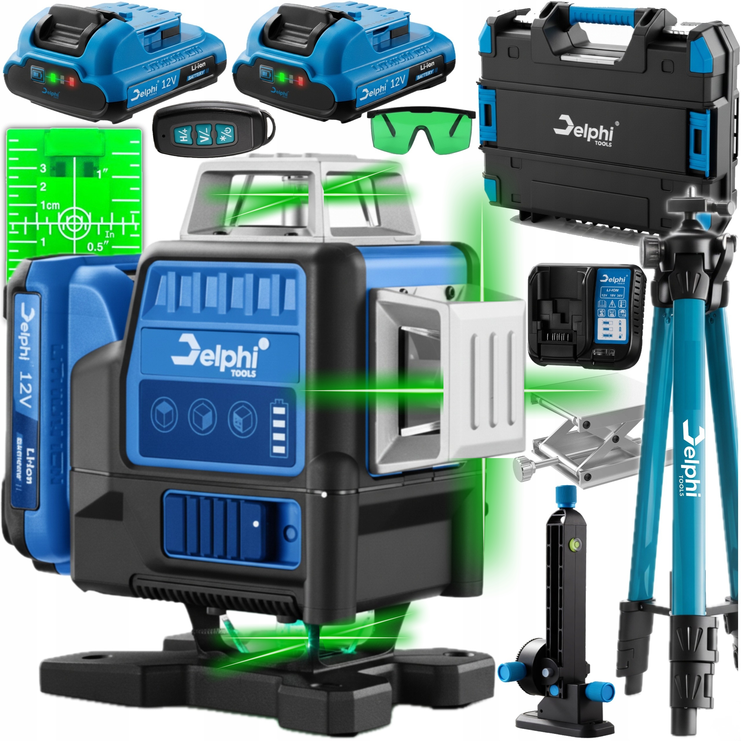 Laserová Vodváha Pro Laser Křížový 360 4D Zelený 2x Aku Stativ 16 Linii