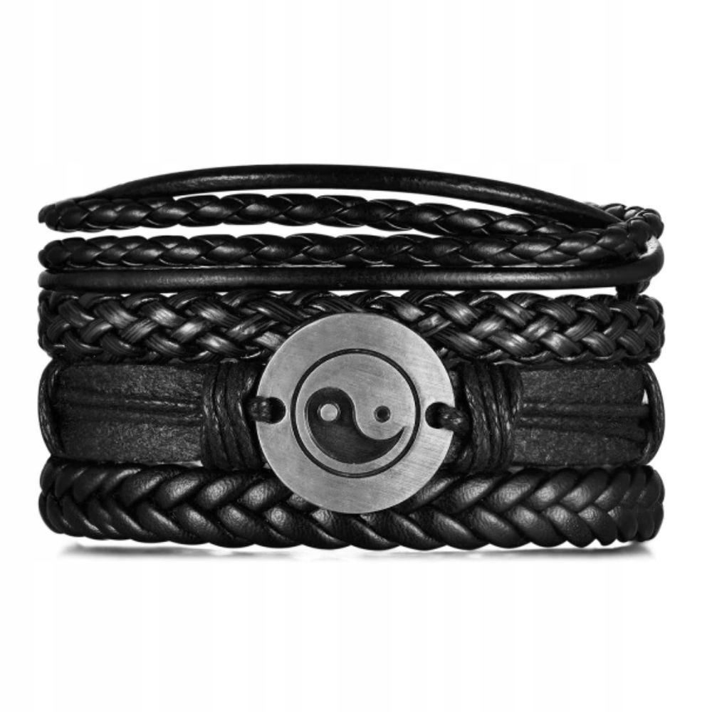 

Zestaw 4 Szt Bransoletek Ze Skóry Yin Yang Tao