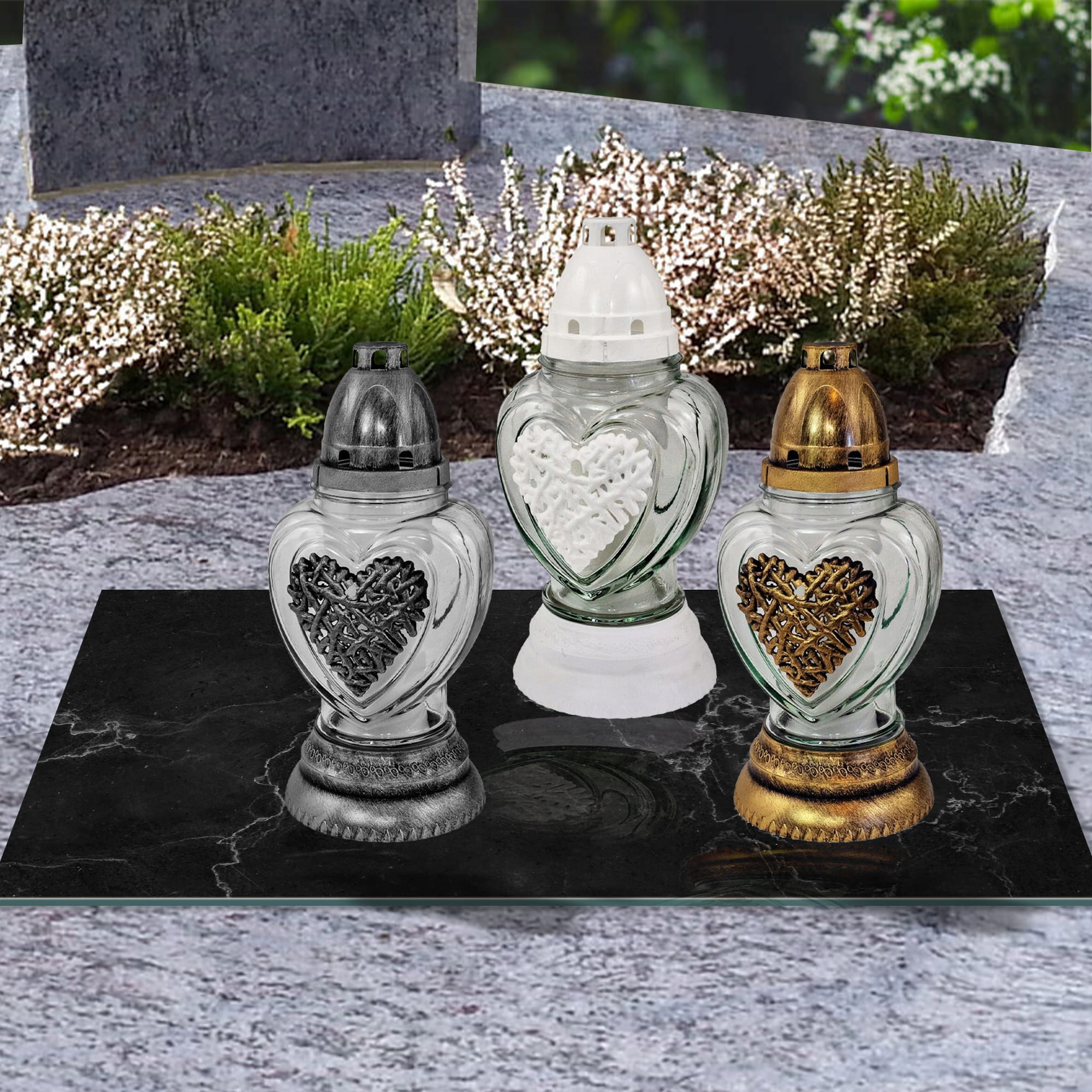 SZKLANA PODSTAWKA POD ZNICZE 60x20cm Marmur 377c Materiał szkło hartowane