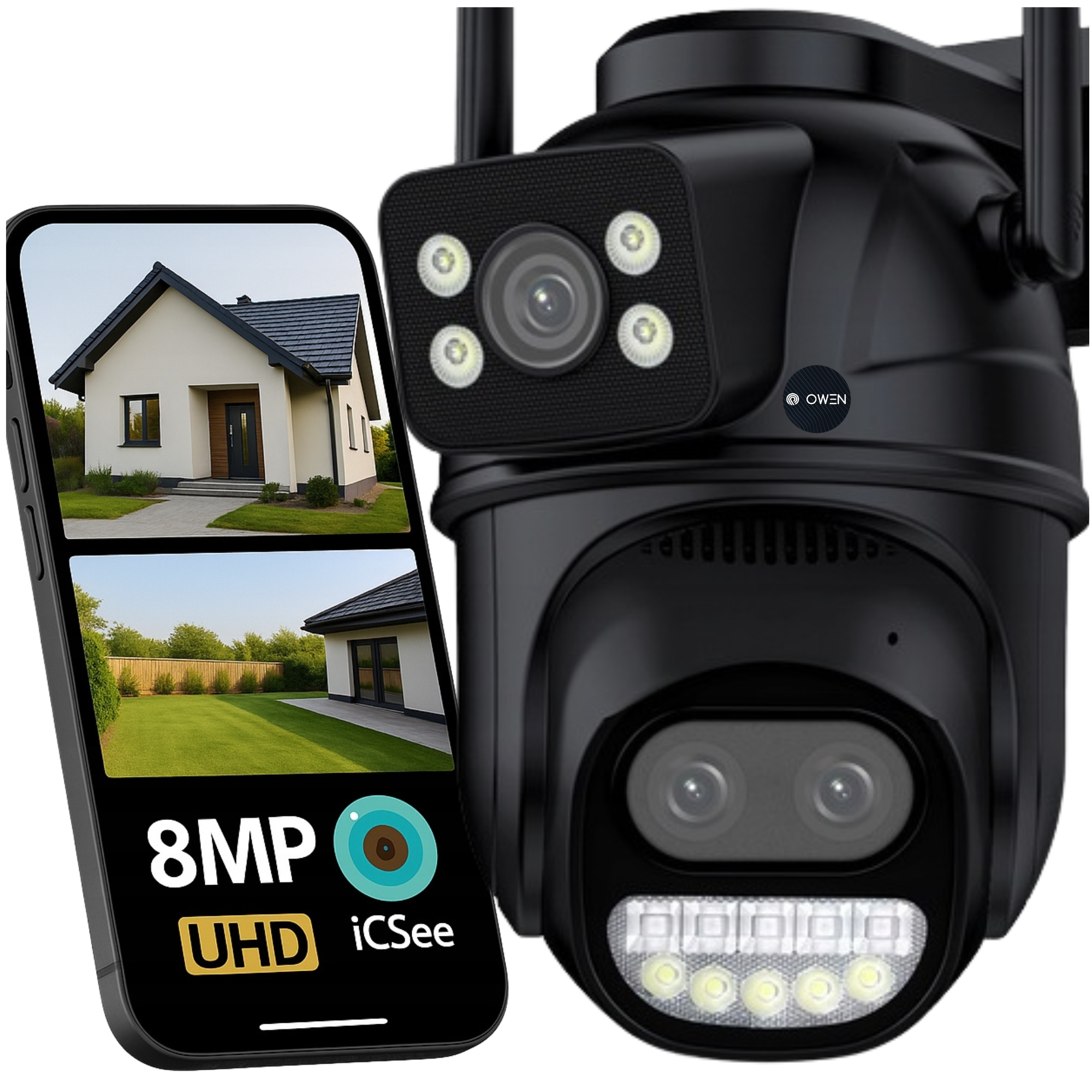 Venkovní Otočná Kamera 3 Objektivy 270 stupňů WiFi Ip 8mp Černá 3v1 Hd