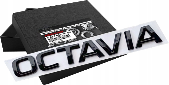 Czarny emblemat napis SKODA OCTAVIA JAKOŚĆ OEM*