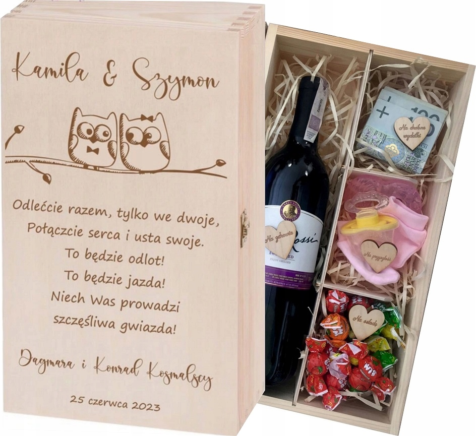 

Skrzynka niezbędnik małżeński ślub panieński wino