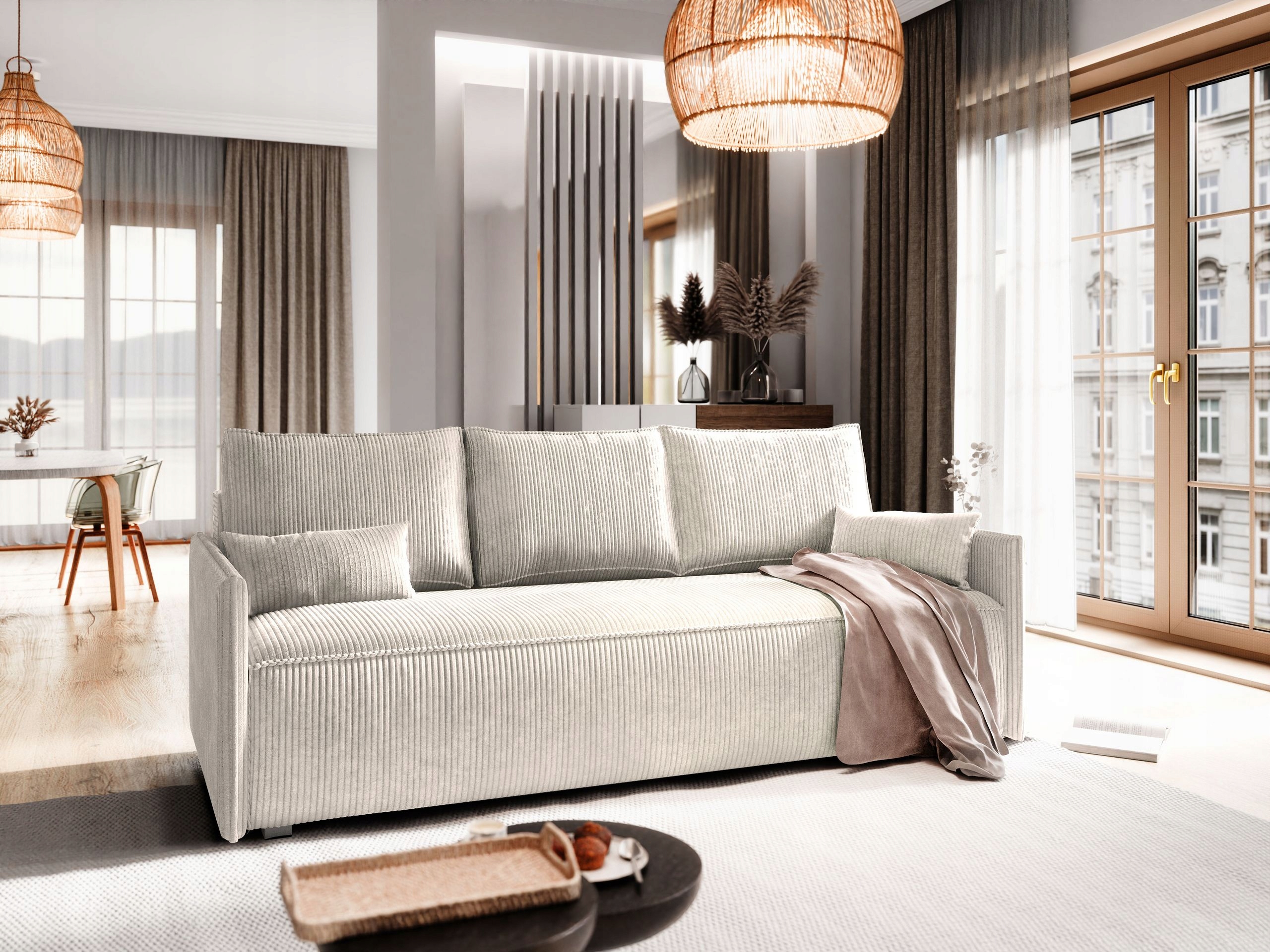 Pohovka Mestor volně stojící Pohodlný úložný prostor Manšestr funkce spaní Velká Pohovka