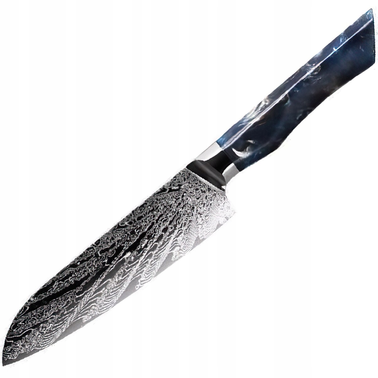 Damaškový kuchynský nôž Seiryuu Santoku/Modrá KP-37602
