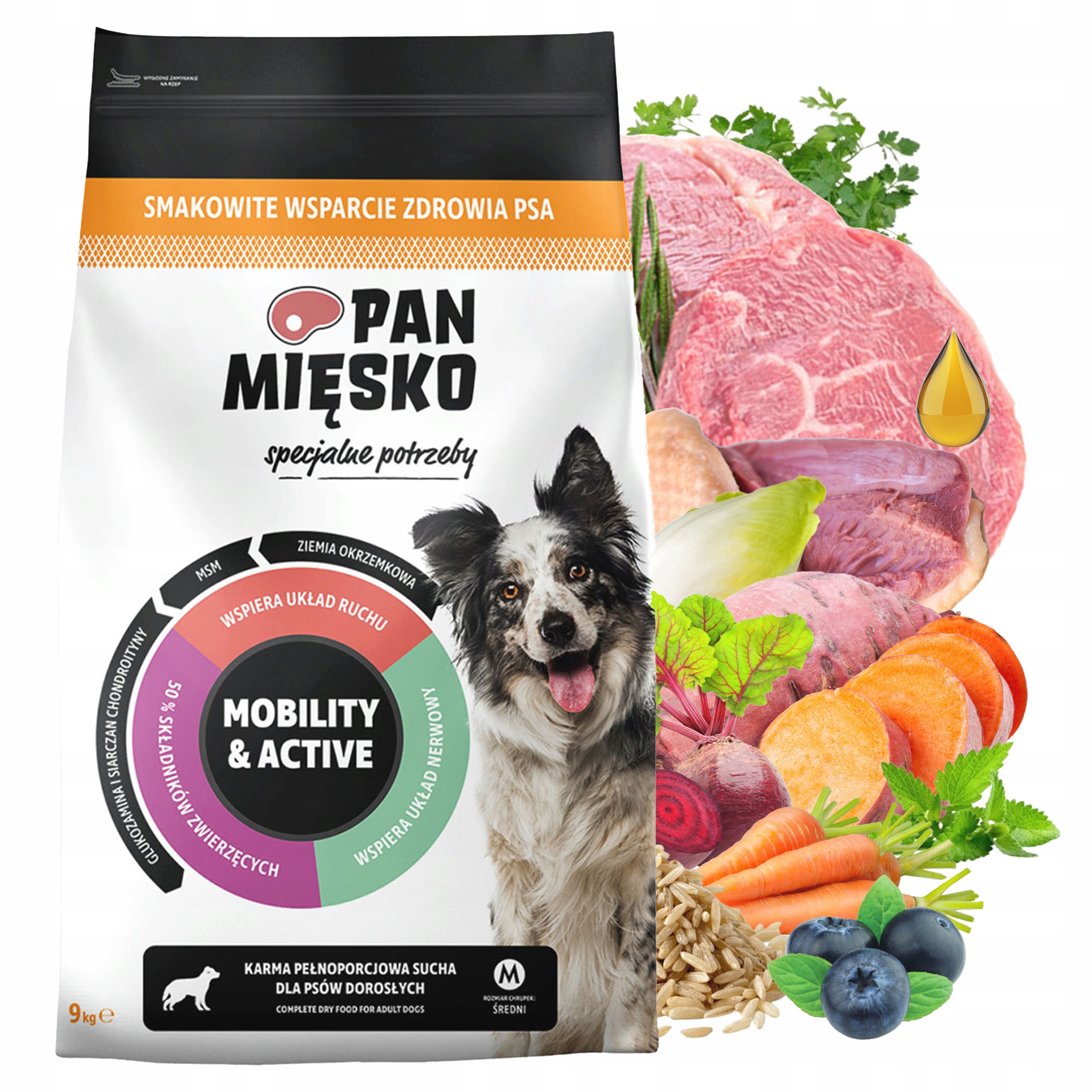 Levně Pan Mięsko Mobility&active Speciální potřeby krmivo pro psa suché Křupky M 9kg
