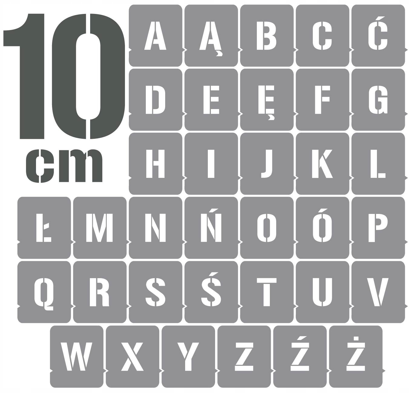

Szablony malarskie Litery 10cm /wielorazowe/