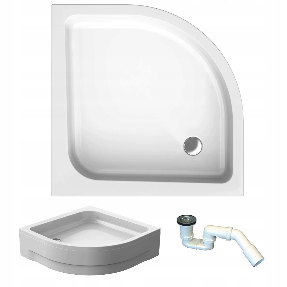 Akrylátová půlkruhová sprchová vanička Pako 80x80 sifon