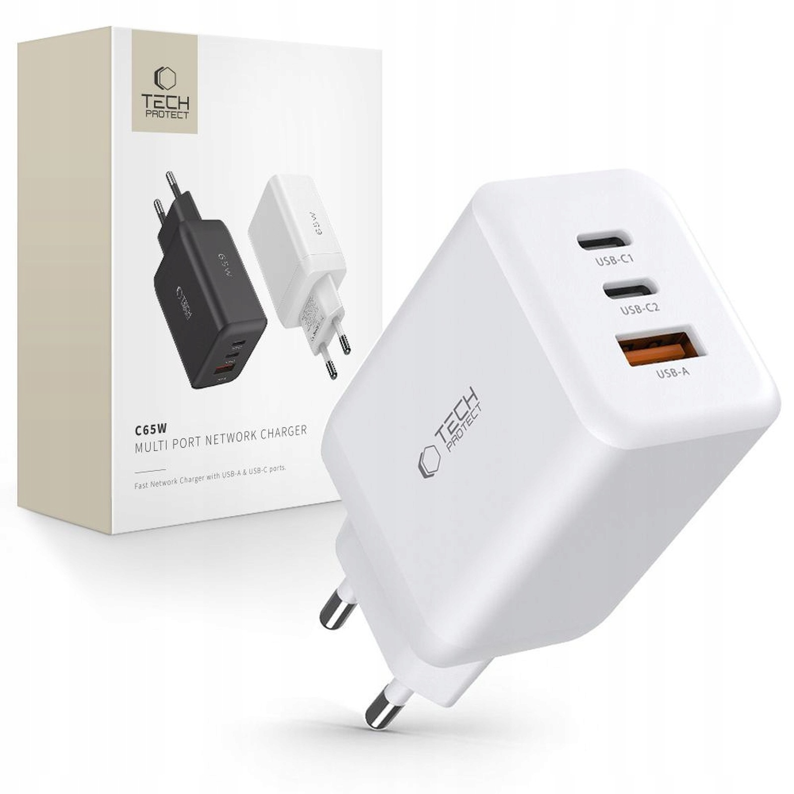 Síťová nabíječka Usb-c Usb-a C65W Pd 65W Qc bílá