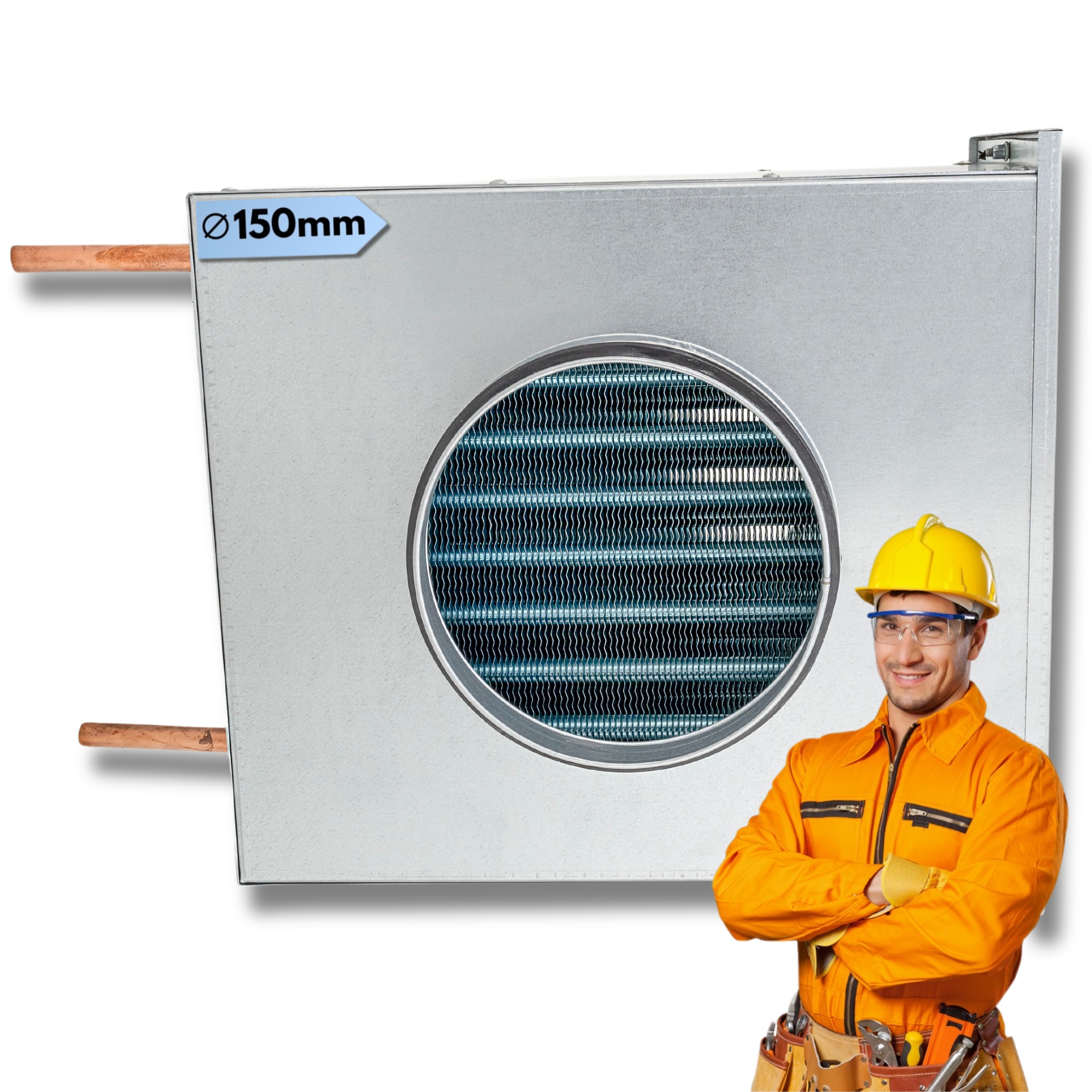 Kanálový Vodní Ohřívač Ø 150 mm Rekuperace Vodní topení