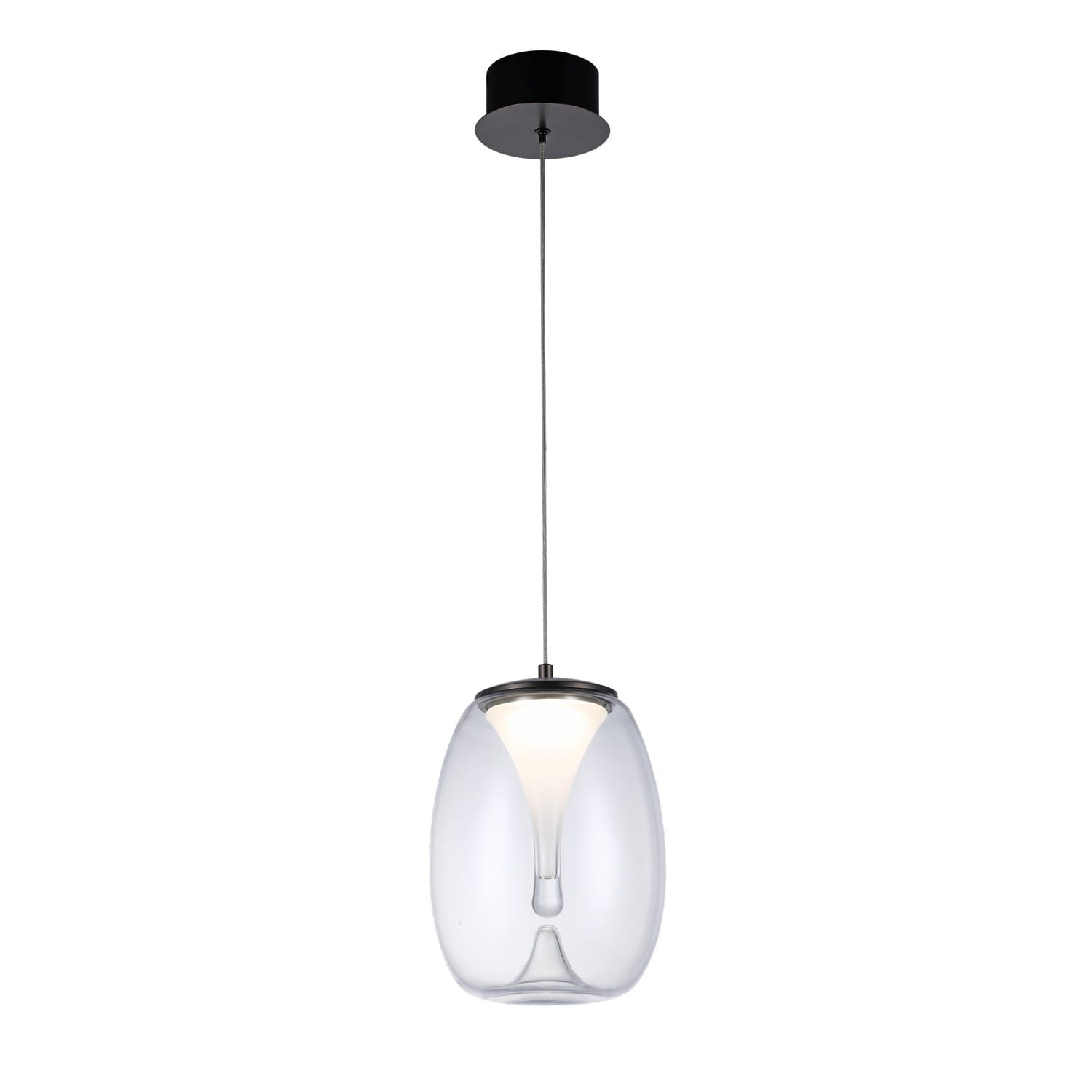 AZzardo Lampa wisząca czarna Pamela przezroczysty klosz Led 8W nad stół