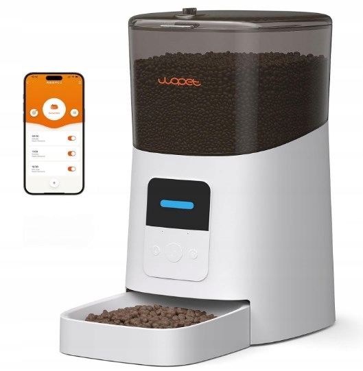 Levně Automatický podavač krmiva pro zvířata Wopet 6L s ovládáním App, bílý
